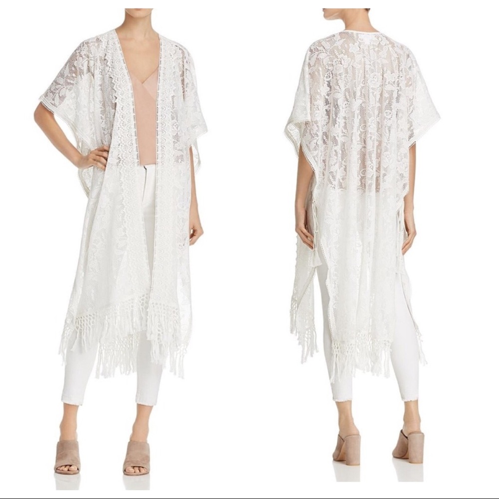 🤍 nwt | band of gypsies | lace w/ fringe kimono